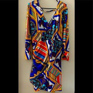 Print faux wrap dress